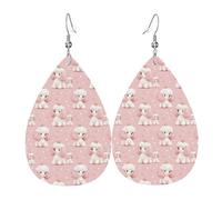 Boucles d'oreilles Kawaii avec imprimé caniche pour femme, boucles d'oreilles tendance en cuir en forme de larme pour femme, bijoux tendance et colorés