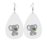 Boucles d'oreilles Koala Eat Leaf pour femme, boucles d'oreilles pendantes festives, bijoux élégants pour célébrations, One Size, Cuir