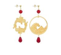 BOUCLES D'OREILLES KOI & FUJ-SAN PETIT LAITON PIERRE RUBIN, Taglia Unica, Laiton, Agate