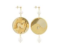 BOUCLES D'OREILLES KOI & FUJ-SAN PLEX MIROIR ET SOIE OR, Taglia Unica, Laiton, Agate