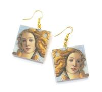 Boucles d'oreilles "La Naissance de Vénus" Botticelli Lunix - Artisanal Renaissance - Bijoux Artistiques Légers - Idée Cadeau Femme Élégante Découpage