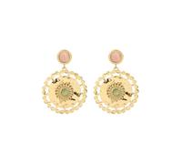 Boucles d'oreilles - LABELLE collection - AICHA - Doré - Acier inoxydable - Quartz rose et aventurine