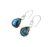 Boucles d'oreilles labradorite de feu bleu en argent sterling 925, belles boucles d'oreilles en pierre cabochon avec pierres précieuses, cadeau d'anniversaire pour elle et pour femme.