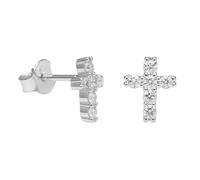 Boucles d'Oreilles - L'ATELIER D'AZUR - Croix Pavée - Argent 925 - Zirconiums - 1.00cm x 0.75cm