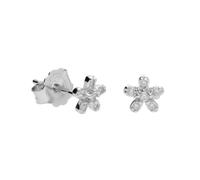 Boucles d'Oreilles - L'ATELIER D'AZUR - Fleur Pavée - Argent 925 - Zirconiums - 0.60cm