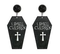 Boucles d'oreilles légères en bois avec chauve-souris pour tombe en forme de cercueil - Cadeau pour femme - Boucles d'oreilles d'Halloween pendantes pour femme, taille unique, Comme décrit, Comme