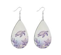 Boucles d'oreilles légères en bois MDF en forme de feuille ronde pour femme, leaf, Bois Métal, Pas de pierre précieuse