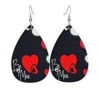 Boucles d'oreilles légères en cuir synthétique, boucles d'oreilles tendance en forme de larme, jolies boucles d'oreilles pendantes imprimées Happy Valentine's Day
