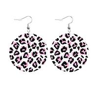 Boucles D'Oreilles Légères En Cuir Synthétique Cercle Rose Imprimé Léopard | Boucles d'oreilles en cuir parfaits Pour parfaites pour les fêtes remise de diplôme