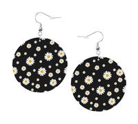 Boucles D'Oreilles Légères En Cuir Synthétique Petite Fleur Noire | Boucles d'oreilles en cuir en forme de larme élégantes et belles Pour Cadeau tendance parfaites pour les fêtes