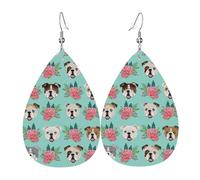 Boucles d'oreilles légères en simili cuir, boucles d'oreilles tendance, boucles d'oreilles pendantes mignonnes et drôles avec imprimé chien anglais