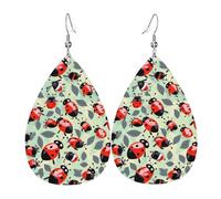 Boucles d'oreilles légères en simili cuir, boucles d'oreilles tendance en forme de larme, jolies coccinelles imprimées