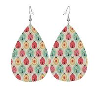 Boucles d'oreilles légères en simili cuir, boucles d'oreilles tendance en forme de larme, jolies coccinelles imprimées