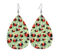 Boucles d'oreilles légères en simili cuir, boucles d'oreilles tendance en forme de larme, jolies coccinelles