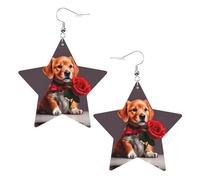 Boucles d'oreilles légères et élégantes en cuir avec imprimé chien gentleman en forme d'étoile pour les fêtes, les danses et la vie quotidienne.