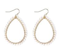 Boucles d'oreilles légères et scintillantes en forme de goutte d'eau avec perles de verre et fil doré - Boucles d'oreilles bohème - Bijoux délicats pour femme, Zinc, Pas de gemme