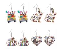 Boucles d'oreilles légères pour bibliothèque pour amateurs de livres, bibliothécaire, remise de diplôme, cadeaux pour enseignants, Acrylique, acrylique