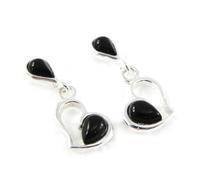 Boucles d'oreilles - LES TRESORS DE LILY - Déesse Noir de Jais - Argent - Pendant - Crochet