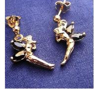Boucles d'oreilles - LES TRESORS DE LILY - Fée Clochette - Oxyde de zirconium - Plaqué or - Noir