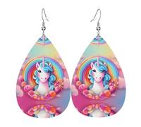 Boucles d'oreilles licorne arc-en-ciel en cuir, boucles d'oreilles de style européen et américain pour jeunes femmes, cadeaux d'anniversaire, cadeaux de Saint-Valentin