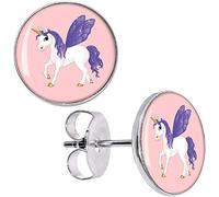 Boucles d'Oreilles Licorne Clous Animal Cheval 10mm puces fantaisie rondes cadeau anniversaire saint valentin femme bijoux enfant fille fête mères mamans