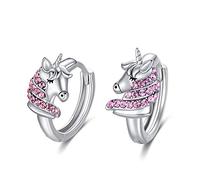 Boucles d'oreilles Licorne en Argent Sterling 925 Créoles, Cadeaux de Licorne pour Filles