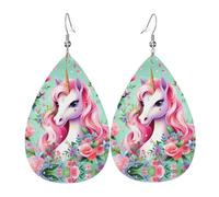 Boucles d'oreilles licorne rose en cuir, boucles d'oreilles de style européen et américain pour jeunes femmes, cadeaux d'anniversaire, cadeaux de Saint-Valentin