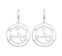 Boucles d'oreilles Lilith pour femmes Boucles d'oreilles pendantes gothiques Lilith Déesse Pendants d'oreilles Démons Sceau Symbole de Lucifer Mythologie Bijoux Païens Cadeaux (Argent)