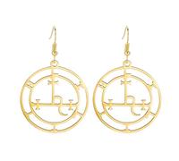 Boucles d'oreilles Lilith pour femmes Boucles d'oreilles pendantes gothiques Lilith Déesse Pendants d'oreilles Démons Sceau Symbole de Lucifer Mythologie Bijoux Païens Cadeaux (Or)