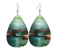 Boucles d'oreilles Little Bridge in the East en cuir avec pendentif en forme de goutte, accessoires polyvalents et élégants pour femme.