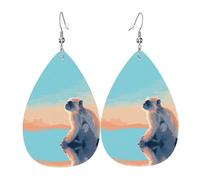 Boucles d'oreilles Lonely Monkey en cuir en forme de goutte - Texture légère et luxueuse - Convient pour un usage quotidien, une fête, un rendez-vous galant, taille unique, Simili cuir