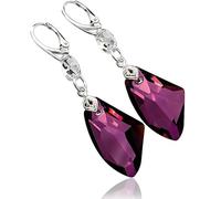 Boucles d'oreilles longues en argent sterling 925 avec cristaux originaux Lila Blues. ARANDE