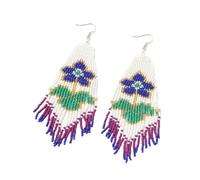Boucles D'Oreilles Longues En Perles,Boucles D'Oreilles À Pampilles Florales Boho Européennes Et Américaines,Boucles D'Oreilles À Franges De Perles De Rocaille De Style Ethnique De Couleur Rétro