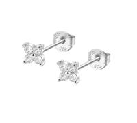 Boucles d'oreilles - LOTUS - Boucles d'oreilles Lotus Silver - Argent 925 - Zirconium - Fleur 4 pétales