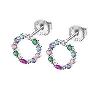Boucles d'oreilles - Lotus - Boucles puces en argent 925 - Oxyde de zirconium - Multicolores - Blanc