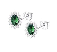 Clous D'oreille Lotus Silver Marquise Vert