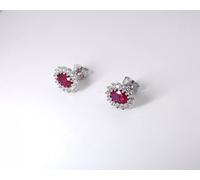 Clous d'oreilles Lotus Silver Marquise rouge