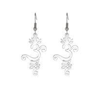 Boucles D'oreilles Lotus Om pour Femmes en Acier Inoxydable Symbole Spirituel Om Boucles D'oreilles Pendantes Fleur de Lotus Bijoux de Yoga Cadeau D'inspiration (Argent)