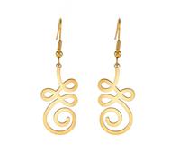 Boucles D'oreilles Lotus Om pour Femmes en Acier Inoxydable Symbole Spirituel Om Boucles D'oreilles Pendantes Fleur de Lotus Bijoux de Yoga Cadeau D'inspiration (Or 2)