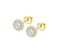Boucles d'oreilles - LOTUS - Puces d'oreilles Lotus Silver - Argent plaqué or - Zirconium - 7 mm
