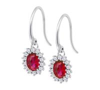 Boucles D'oreilles Lotus Silver Argent Marguerite Rouge