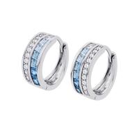 Boucles D'oreilles Lotus Silver Argent Oxydes Bleus/Blancs