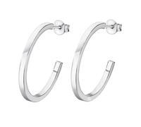 Boucles d'oreilles - Lotus Silver - Créoles moyenne - Argent - Blanc - Femme