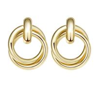 Boucles d'oreilles lourdes boucles d'oreilles dorées martelées irrégulières - Boucles d'oreilles carrées épaisses pour femmes - Boucles d'oreilles tendance à clipser, taille unique, Métal, Pas de