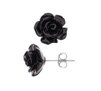 Boucles d'Oreilles - LOVA LOLA VAN DER KEEN - Rose Noir - Argent Massif 925 - Système Poussette - Femme