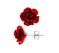 Boucles d'Oreilles - LOVA LOLA VAN DER KEEN - Rose Rouge - Argent Massif 925 - Système Poussette - Femme