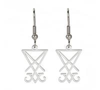 Boucles d'oreilles Lucifer en acier inoxydable Boucles d'oreilles symbole satanique Vintage Léviathan Croix clous d'église Bijoux Wiccan Bijoux religieux pour femmes filles (Argent)