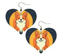 Boucles d'oreilles ludiques en cuir Corgi pour femme, boucles d'oreilles pendantes légères en forme de cœur, bijoux cadeaux, One Size, Pas de gemme