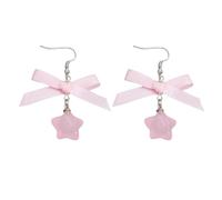 Boucles d'oreilles ludiques en forme d'étoile avec nœud en tissu confortable pour un usage quotidien et des occasions spéciales en forme d'étoile, taille unique, Comme décrit, Comme décrit.