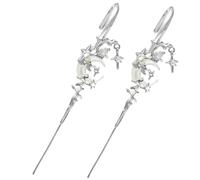 Boucles d'oreilles lune et étoile, 2 pièces de boucles d'oreilles à crochet 'oreille en métal de 3.2 pouces, chenille en strass à la mode, crochet réutilisable pour femmes et filles